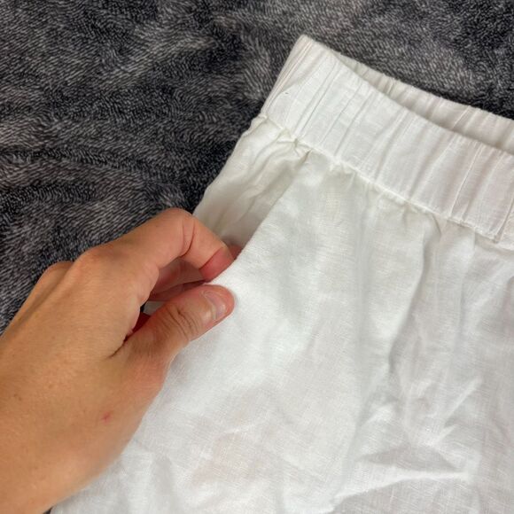Quince White 100% European Linen Pull On Pants Women's L Pockets Wide Leg - Picture 3 of 12